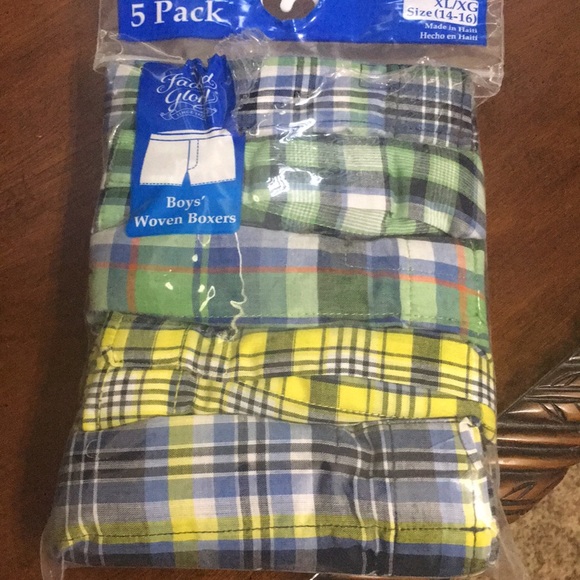 New Faded Glory Boys Woven Boxers 5 Pack Plaid Size M 8 Underwear Shorts